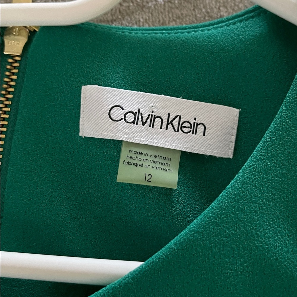 Calvin Klein Classic Emerald Ruffle Sleeve Dress - Picture 3 of 3
